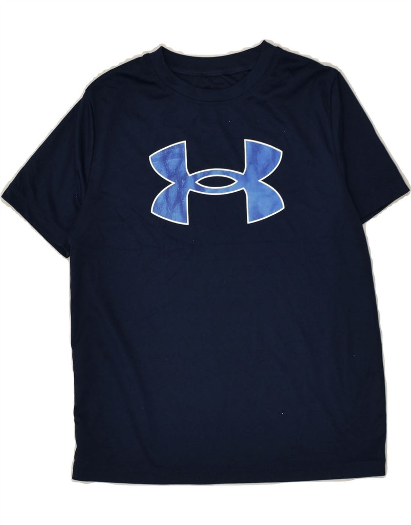 UNDER ARMOUR Boys Graphic T-Shirt Top 7-8 Years Navy Blue Cotton | Vintage Under Armour | Thrift | Second-Hand Under Armour | Used Clothing | Messina Hembry 