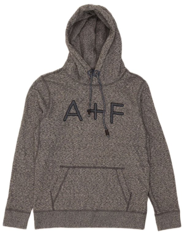 Abercrombie & Fitch Womens Graphic Hoodie Jumper UK 6 XS Grey Flecked