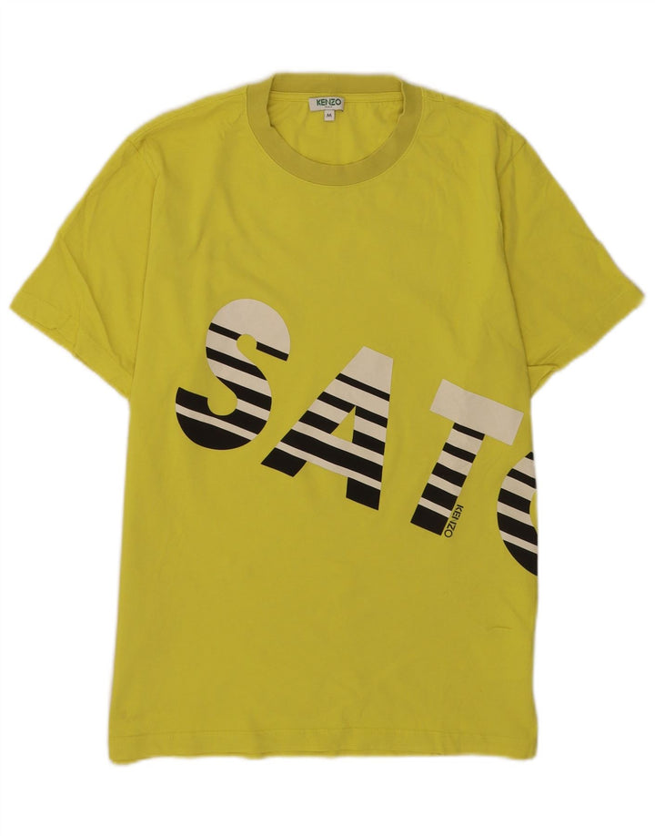 Kenzo Mens Graphic T-Shirt Top Medium Yellow Cotton