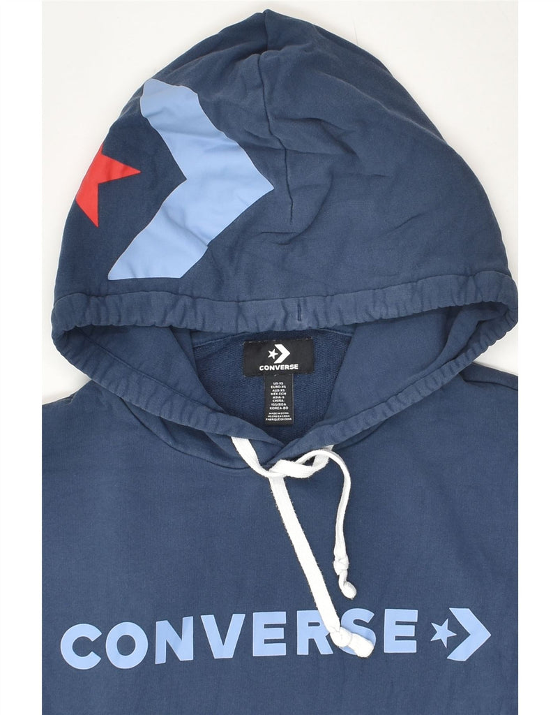 CONVERSE Mens Graphic Hoodie Jumper XS Navy Blue Cotton Vintage Converse and Second-Hand Converse from Messina Hembry 