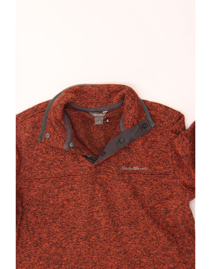 EDDIE BAUER Mens Button Neck Sweatshirt Jumper Medium Red Flecked Vintage Eddie Bauer and Second-Hand Eddie Bauer from Messina Hembry 