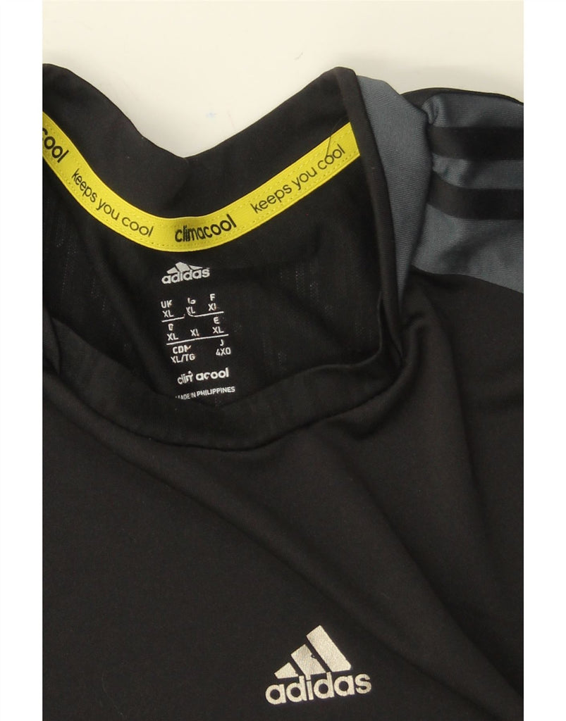 ADIDAS Mens Climacool T-Shirt Top XL Black Colourblock Vintage Adidas and Second-Hand Adidas from Messina Hembry 