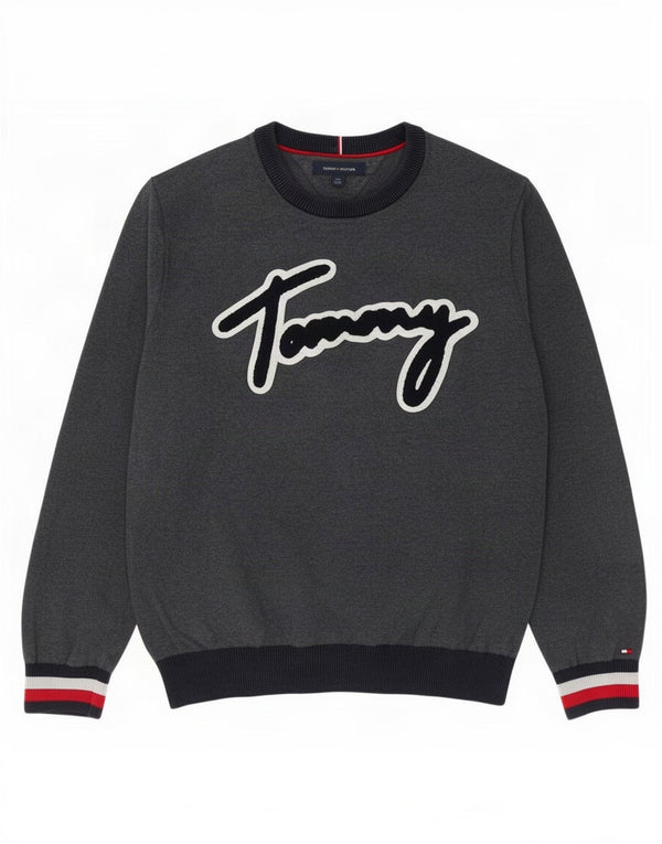 Tommy Hilfiger Mens Graphic Sweatshirt Jumper Large Grey Cotton