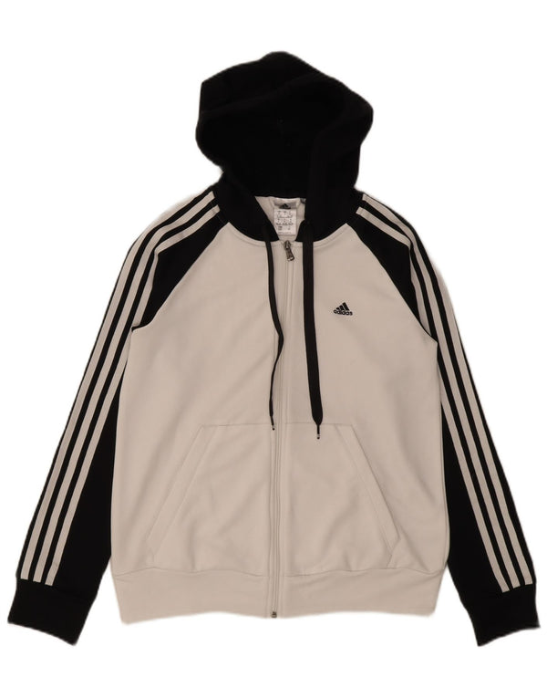 Adidas Womens Climalite Zip Hoodie Sweater UK 8/10 Small White Colourblock