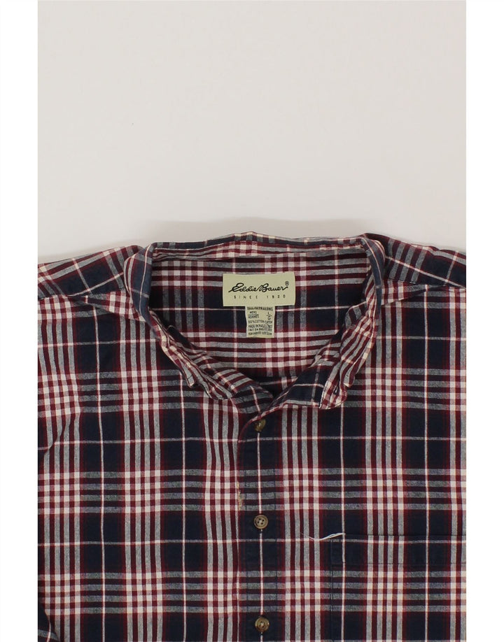 EDDIE BAUER Mens Shirt Large Navy Blue Check Cotton Vintage Eddie Bauer and Second-Hand Eddie Bauer from Messina Hembry 