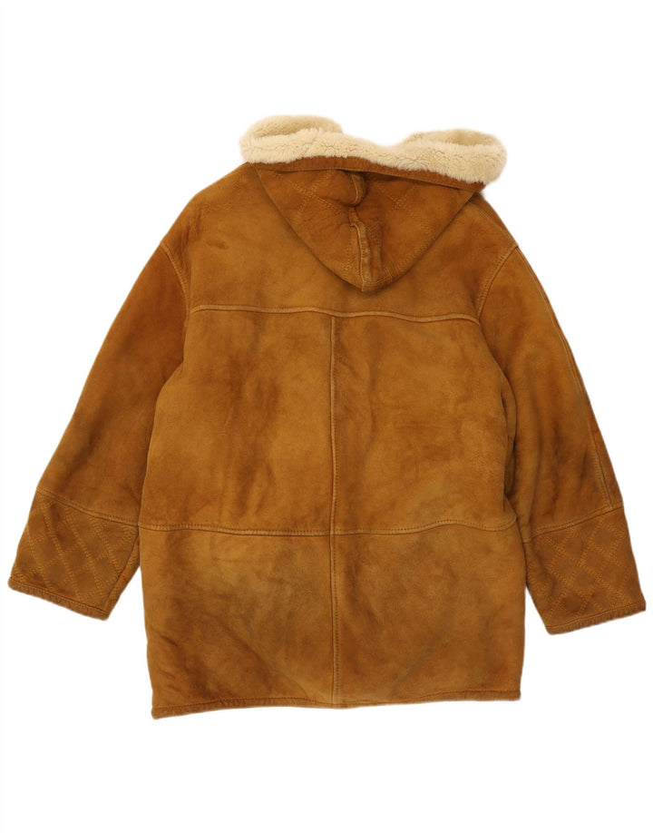 Conbipel Womens Hooded Shearling Jacket UK 16 Large Beige