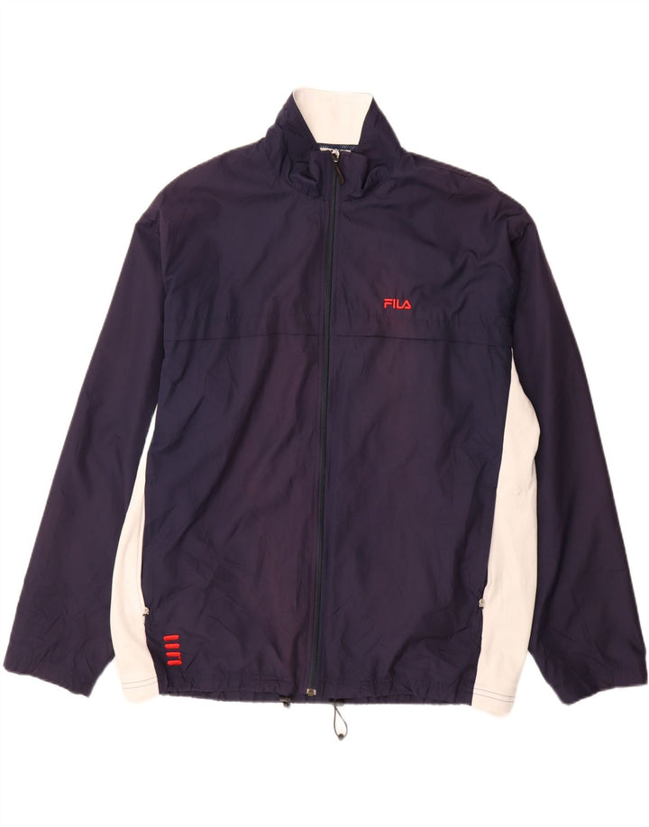 Fila Mens Tracksuit Top Jacket XL Navy Blue Colourblock Polyester