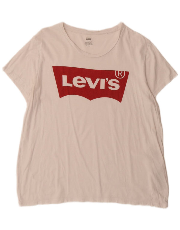 Levi's Womens Graphic T-Shirt Top UK 18 XL White Cotton