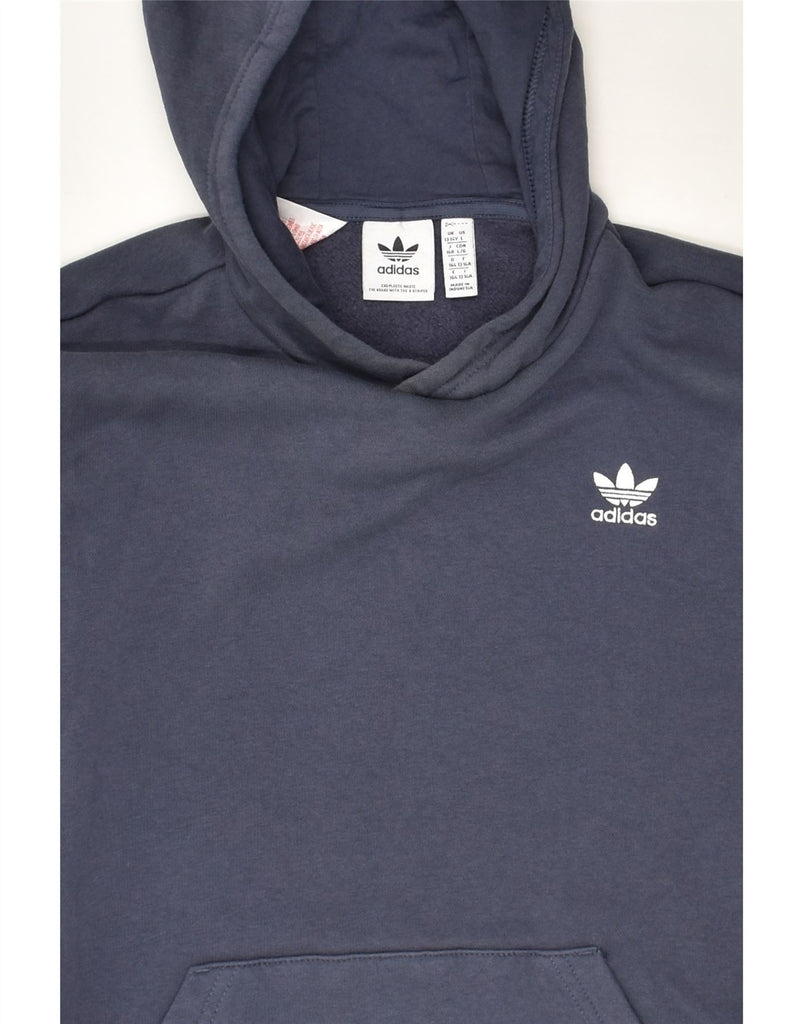 ADIDAS Boys Hoodie Jumper 13-14 Years Navy Blue Cotton | Vintage Adidas | Thrift | Second-Hand Adidas | Used Clothing | Messina Hembry 