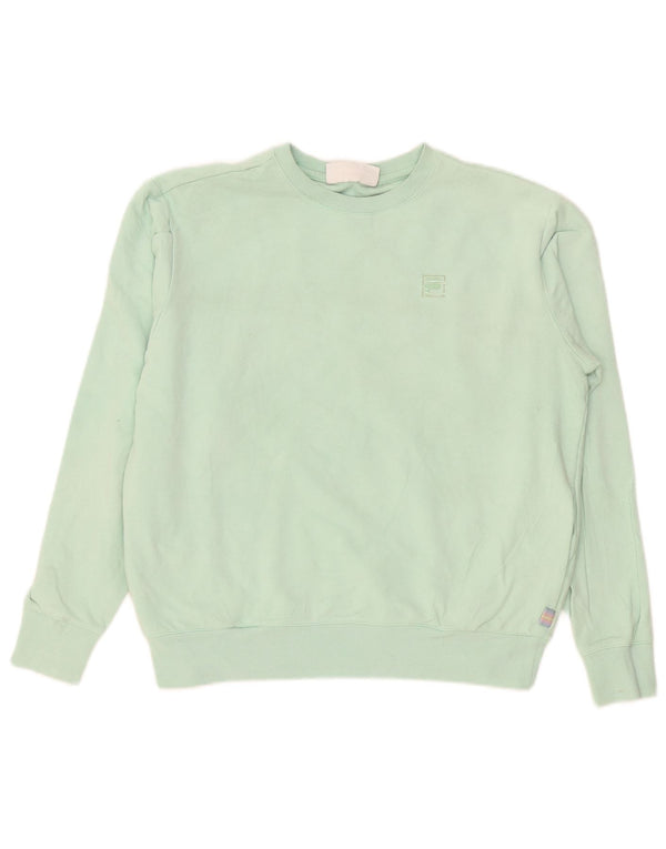 Fila Womens Sweatshirt Jumper UK 14 Medium Turquoise Cotton