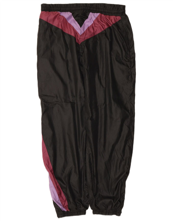 VINTAGE Mens Tracksuit Trousers Joggers Large  Black Colourblock