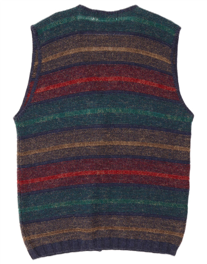 Liberty Mens Sleeveless Cardigan Sweater Large Multicoloured Striped