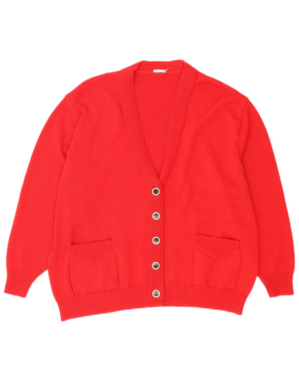 VINTAGE Womens Oversized Cardigan Sweater UK 18 XL Red