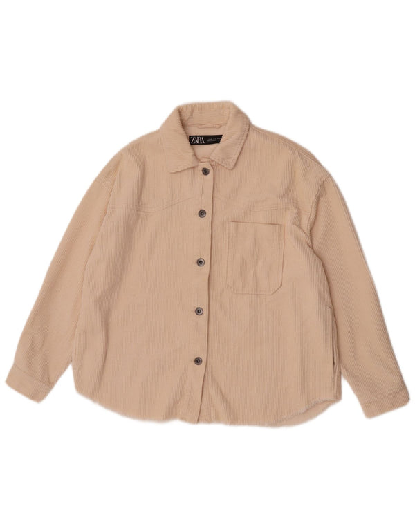 Zara Womens Oversized Corduroy Jacket UK 6 XS Beige