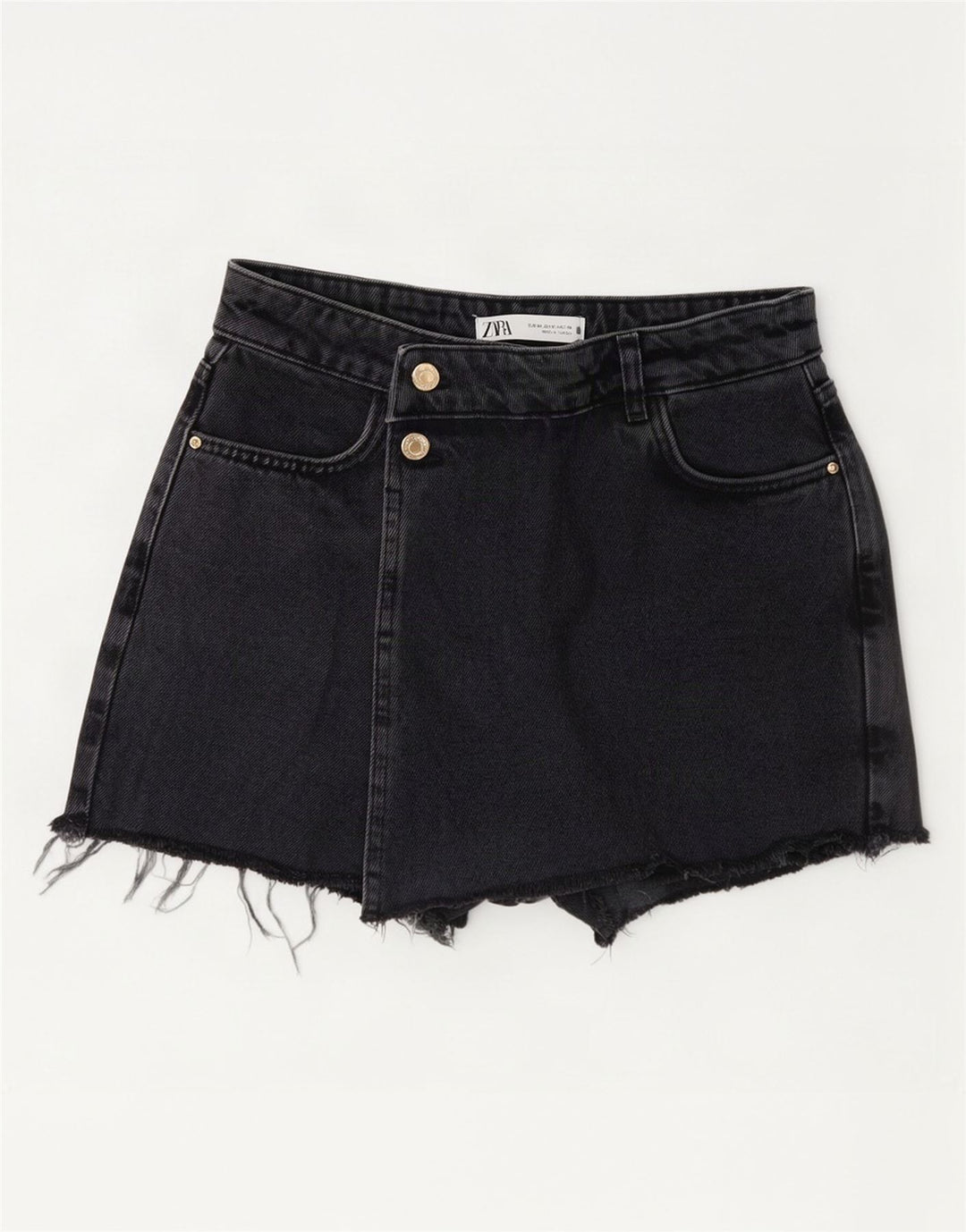 Zara Womens High Waist Denim Shorts Medium W28 Grey