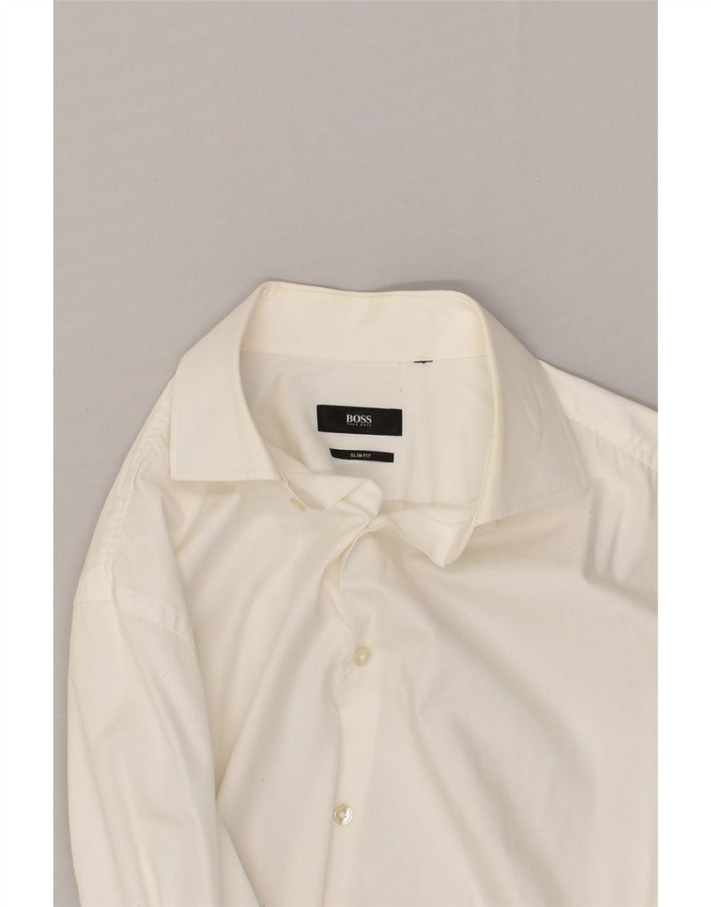 HUGO BOSS Mens Slim Fit Shirt Medium White | Vintage Hugo Boss | Thrift | Second-Hand Hugo Boss | Used Clothing | Messina Hembry 