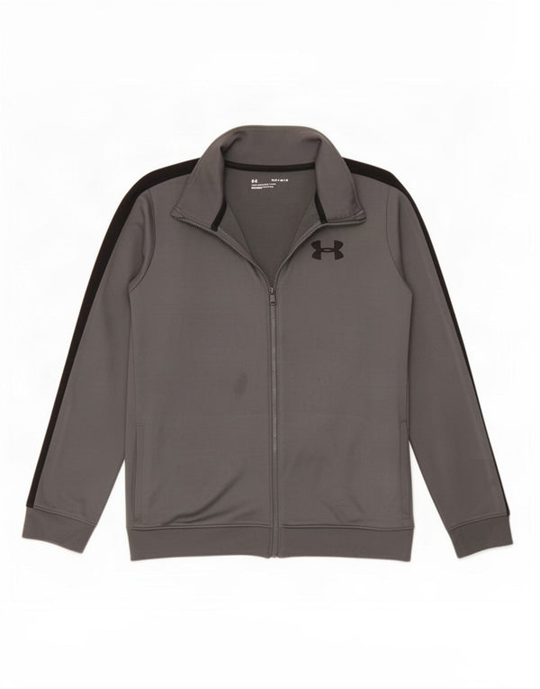 Under Armour Boys Tracksuit Top Jacket 11-12 Years Large Grey Polyester
