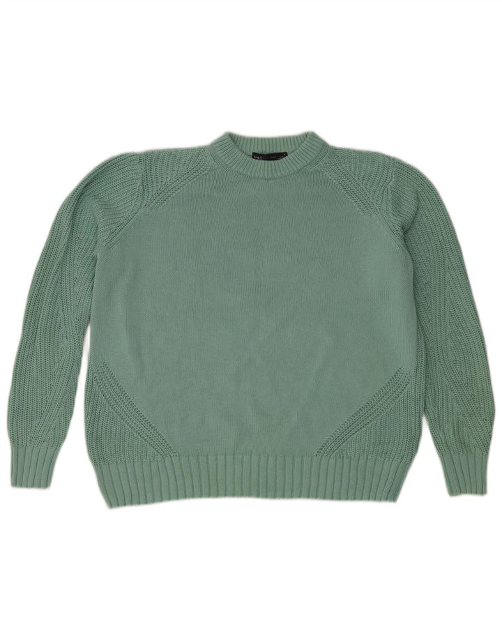 Marks & Spencer Mens Crew Neck Jumper Sweater Medium Turquoise Cotton
