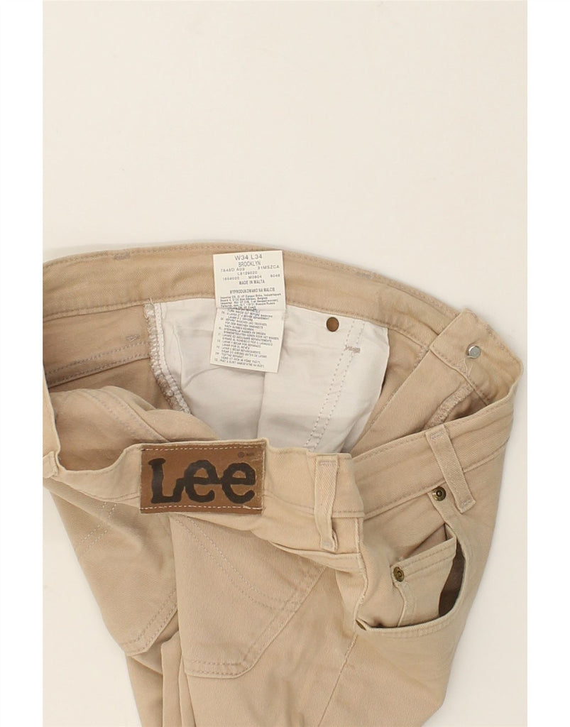 LEE Mens Brooklyn Straight Jeans W34 L27 Beige Cotton | Vintage Lee | Thrift | Second-Hand Lee | Used Clothing | Messina Hembry 