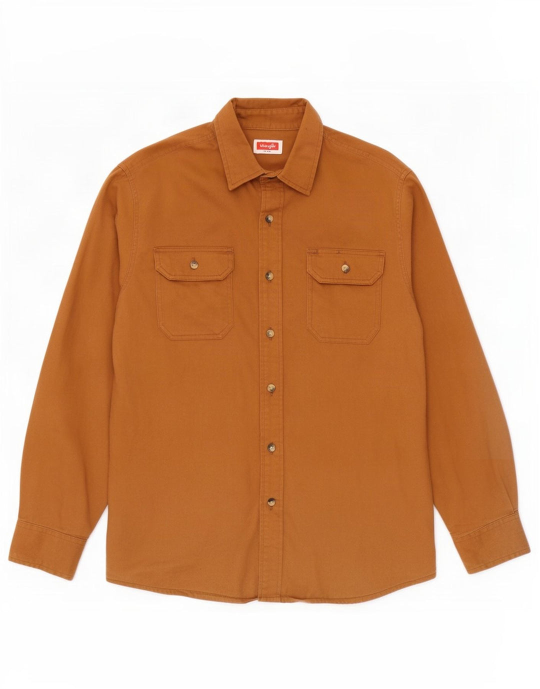 Wrangler Mens Shirt Medium Brown Cotton