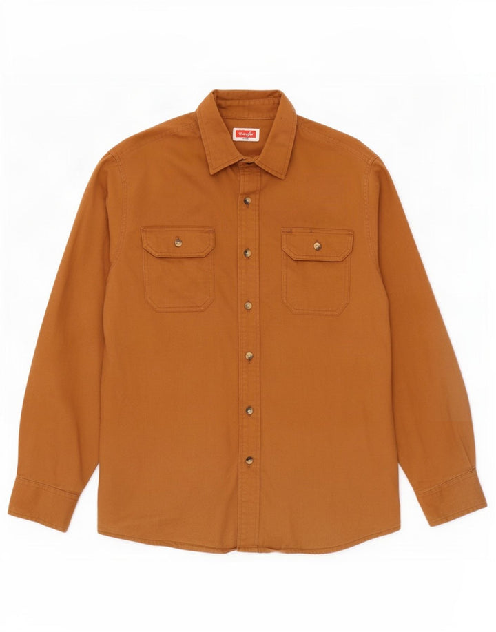 Wrangler Mens Shirt Medium Brown Cotton
