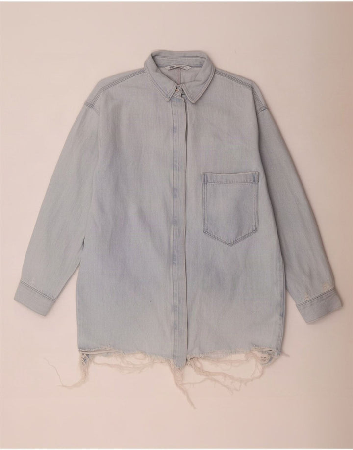 Zara Womens Oversized Denim Shirt UK 14 Medium Blue