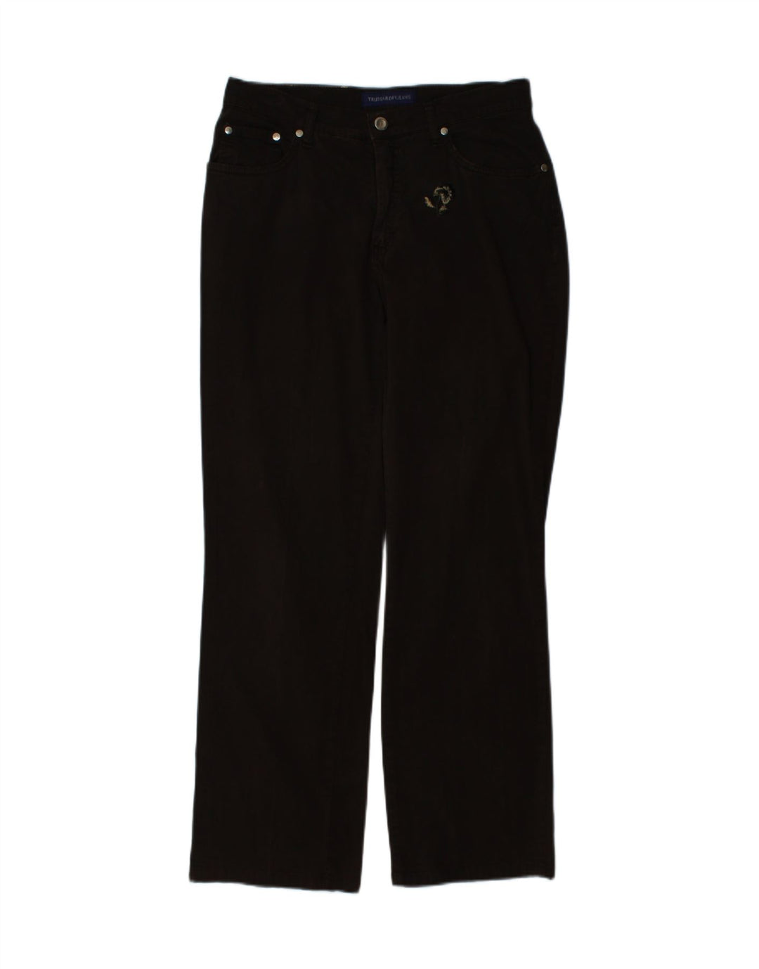 TRUSSARDI Womens Straight Casual Trousers W30 L29 Brown Cotton Vintage Trussardi and Second-Hand Trussardi from Messina Hembry 