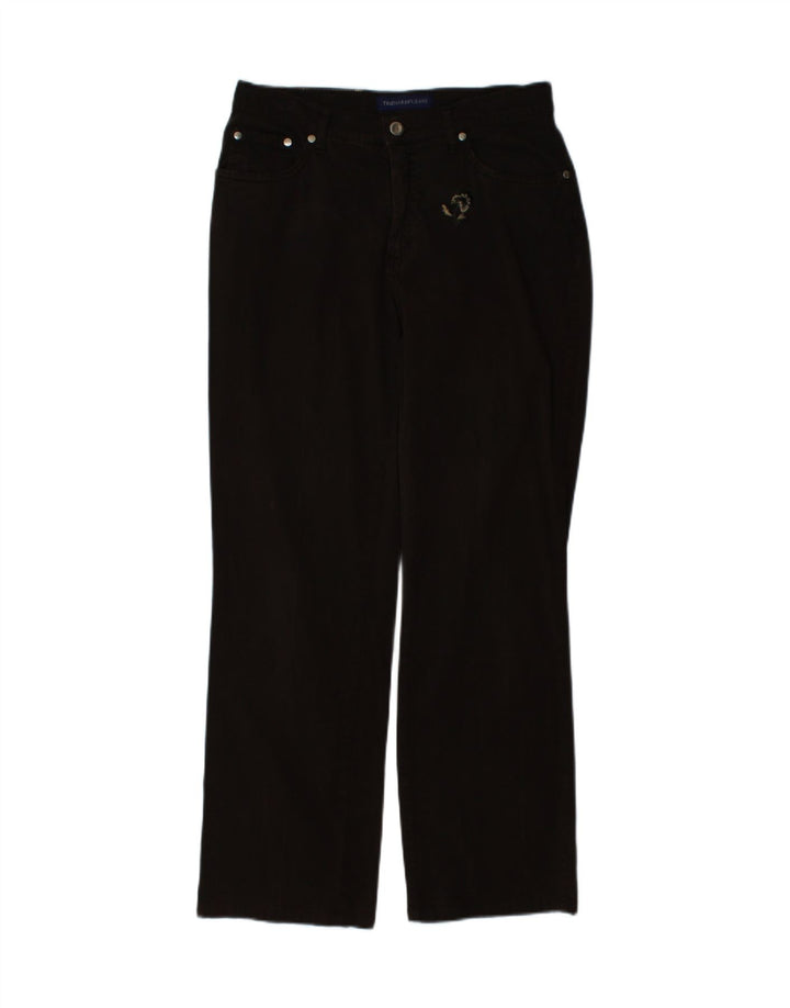 TRUSSARDI Womens Straight Casual Trousers W30 L29 Brown Cotton Vintage Trussardi and Second-Hand Trussardi from Messina Hembry 