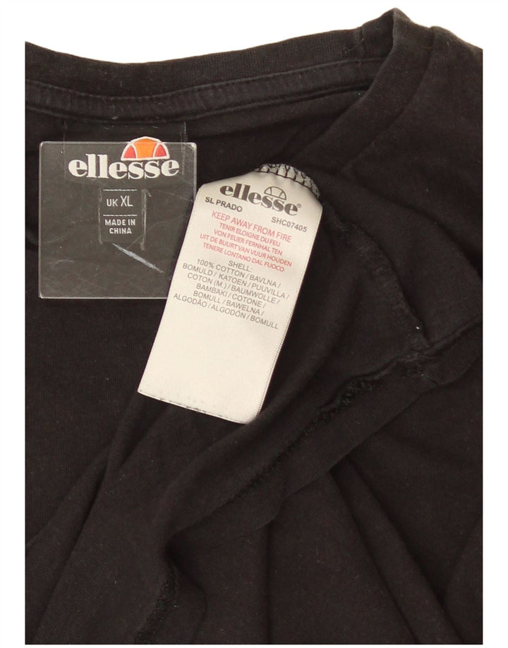 ELLESSE Mens Graphic T-Shirt Top XL Black Cotton