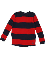 BODEN Boys Crew Neck Jumper Sweater 7-8 Years Red Colourblock Cotton