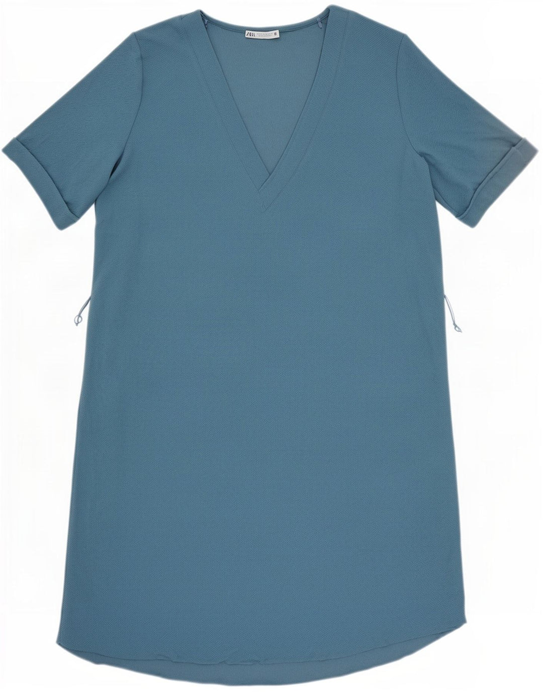 Zara Womens Short Sleeves Shift Dress UK 14 Medium Blue Polyester