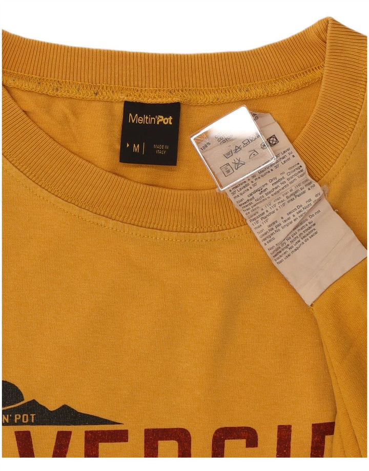 Meltin' Pot Mens Graphic T-Shirt Top Medium Yellow Cotton
