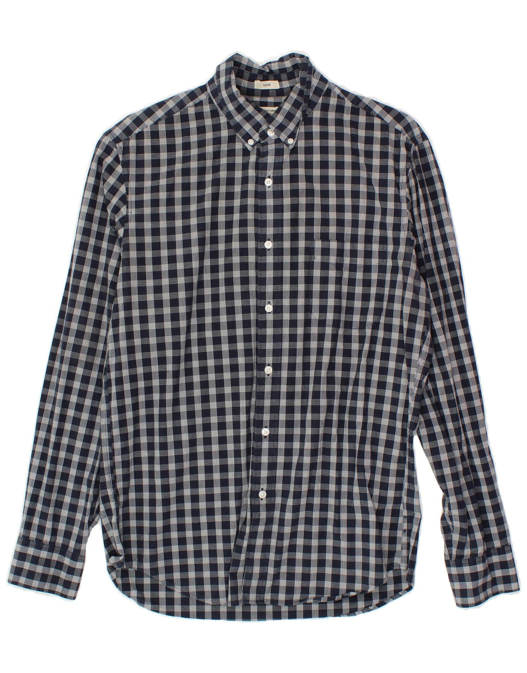 J. CREW Mens Slim Shirt Medium Navy Blue Check Cotton Vintage J. Crew and Second-Hand J. Crew from Messina Hembry 