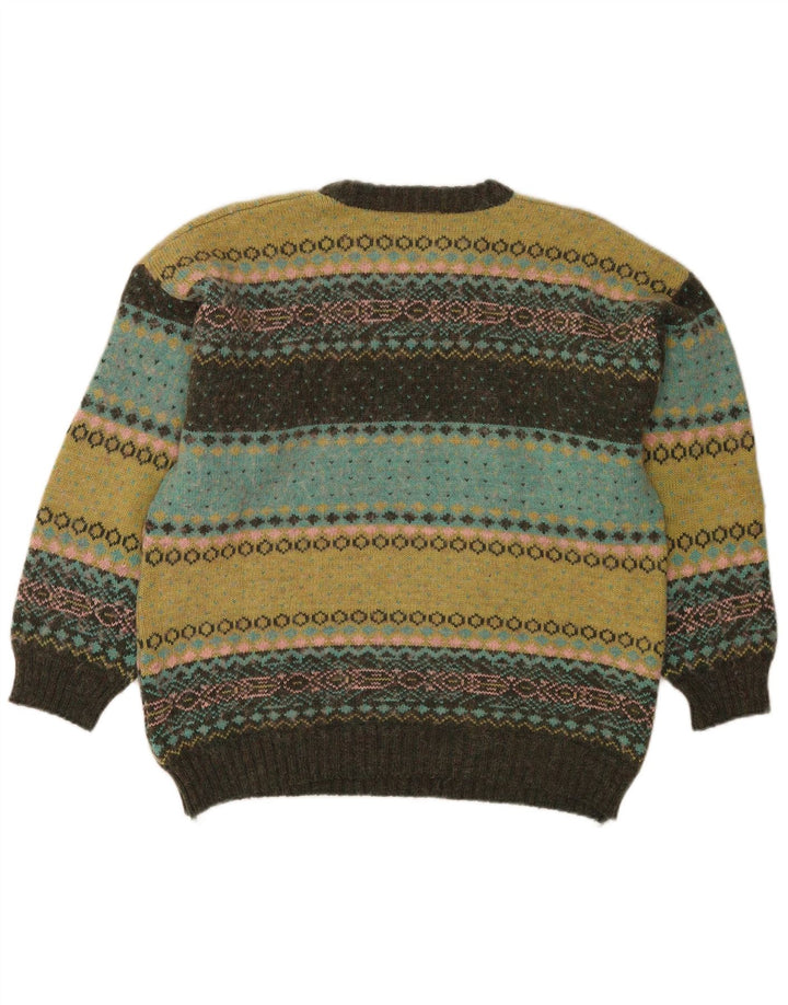 Vintage Mens Crew Neck Jumper Sweater Medium Multicoloured Fair Isle