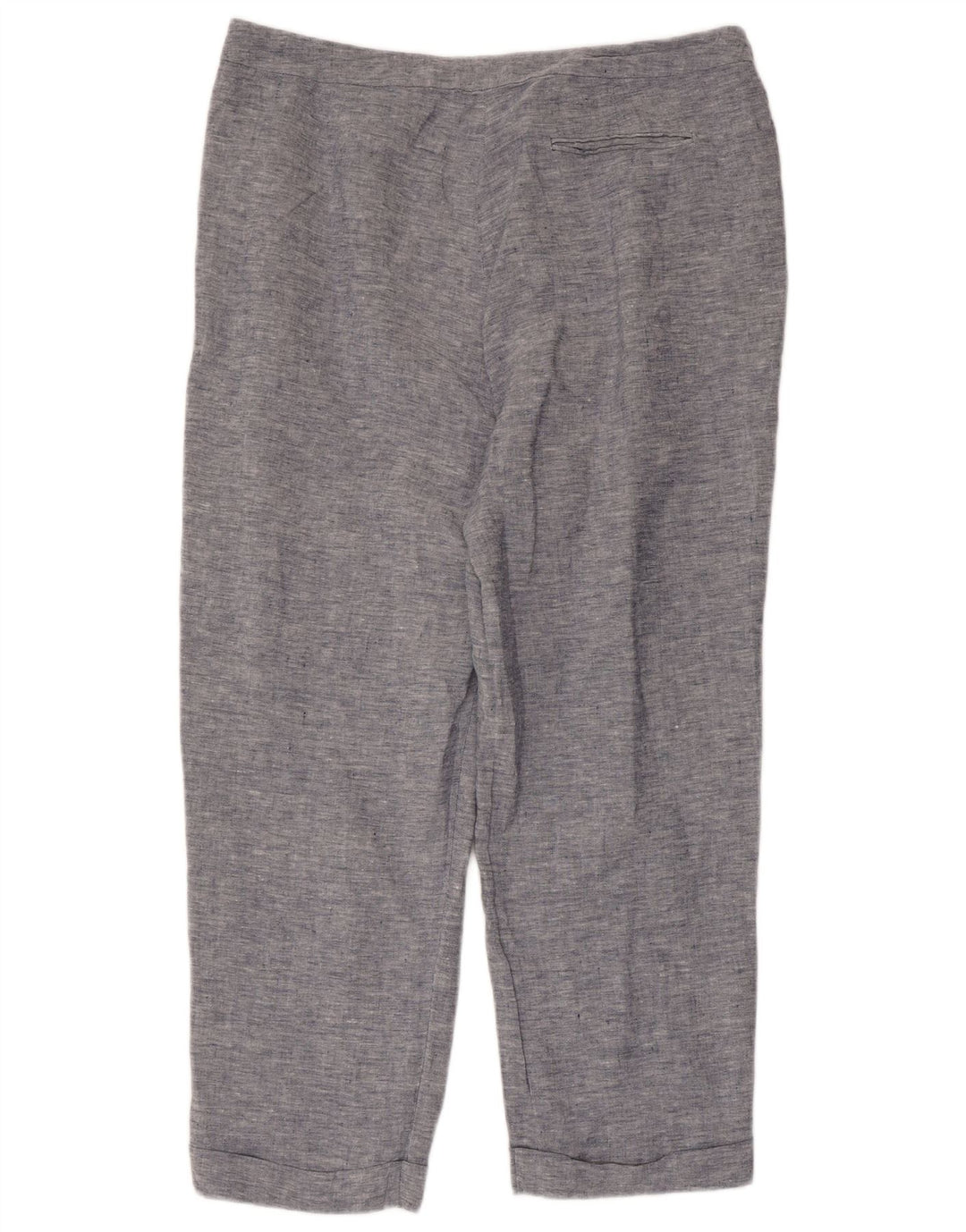 JAEGER Womens Straight Cropped Trousers UK 16 Large W36 L25 Blue Linen