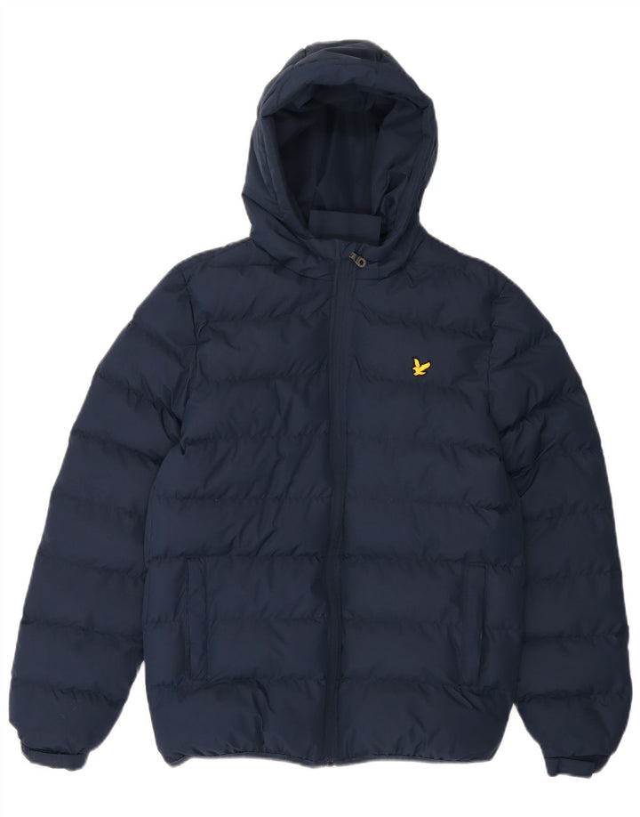 LYLE & SCOTT Boys Hooded Padded Jacket 12-13 Years Navy Blue Polyester
