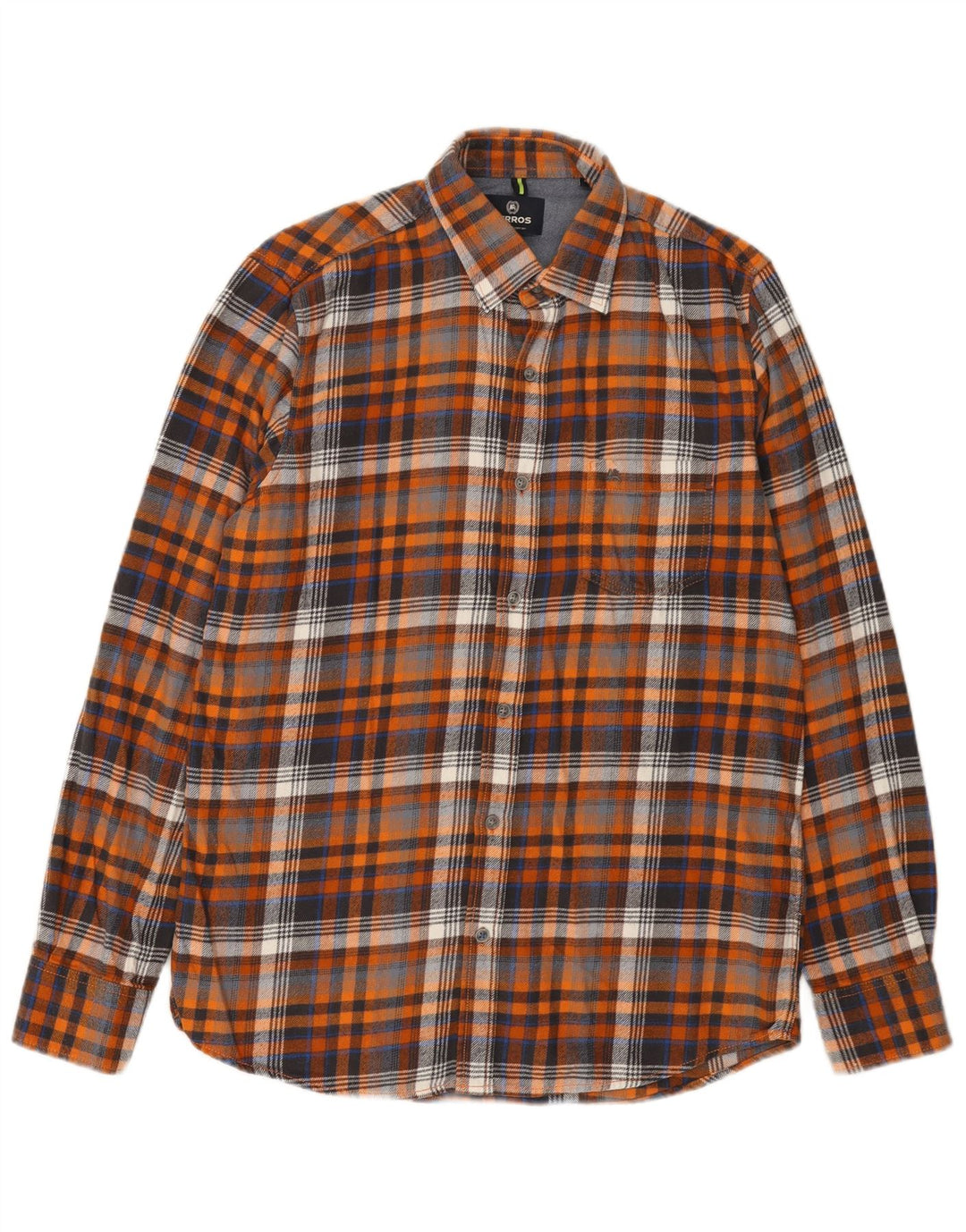 Lerros Mens Flannel Shirt Medium Orange Check Cotton