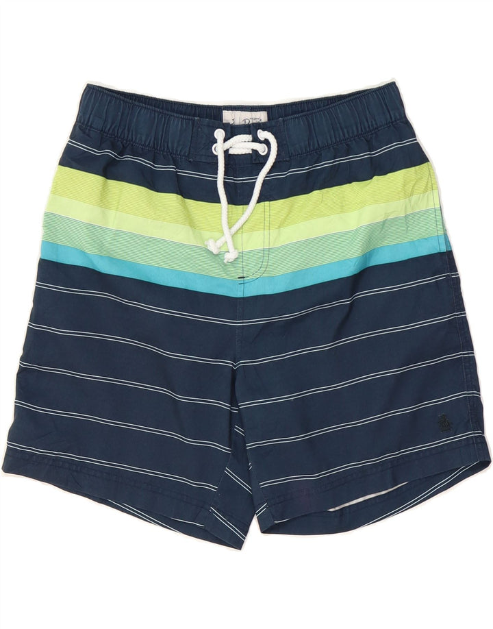 PENGUIN Mens Swimming Shorts Medium  Navy Blue Striped Vintage Penguin and Second-Hand Penguin from Messina Hembry 