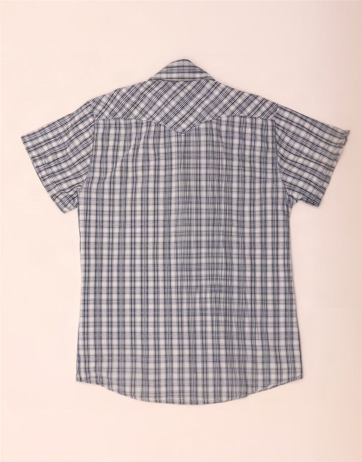 Jack & Jones Mens Short Sleeve Shirt Medium Blue Check Cotton