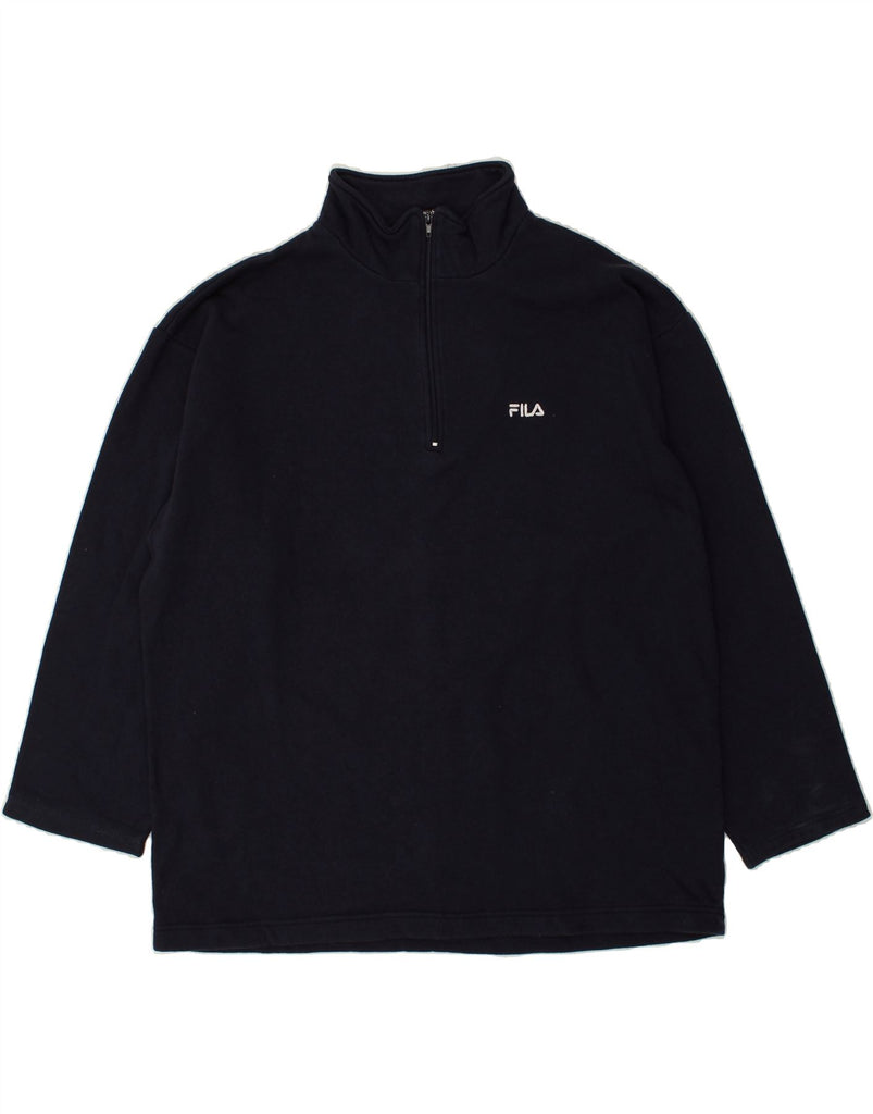 FILA Mens Zip Neck Sweatshirt Jumper IT 56 2XL Black Cotton | Vintage Fila | Thrift | Second-Hand Fila | Used Clothing | Messina Hembry 