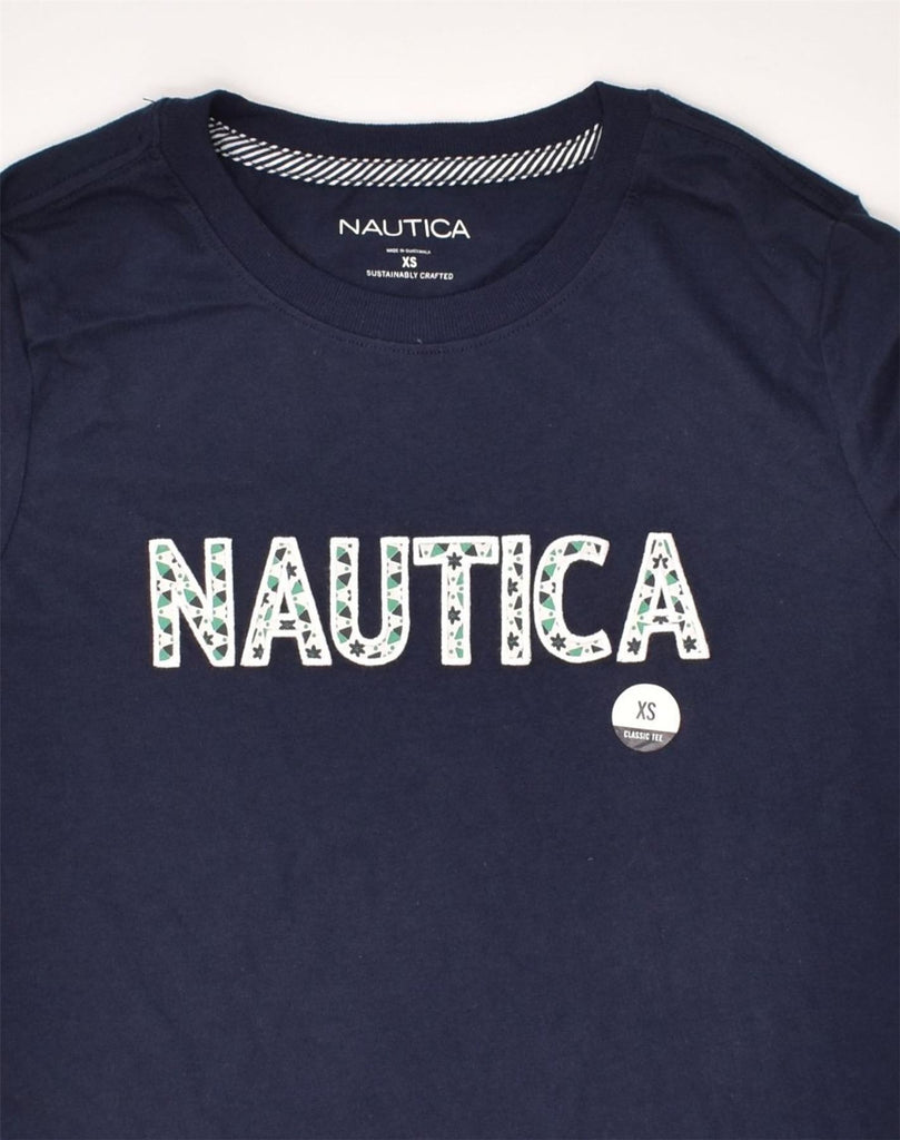 NAUTICA Mens Graphic T-Shirt Top XS Navy Blue Cotton | Vintage Nautica | Thrift | Second-Hand Nautica | Used Clothing | Messina Hembry 