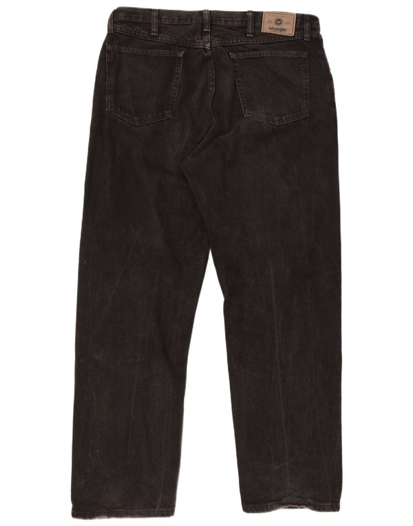 Wrangler Mens Relaxed Fit Straight Jeans W36 L32 Black Cotton