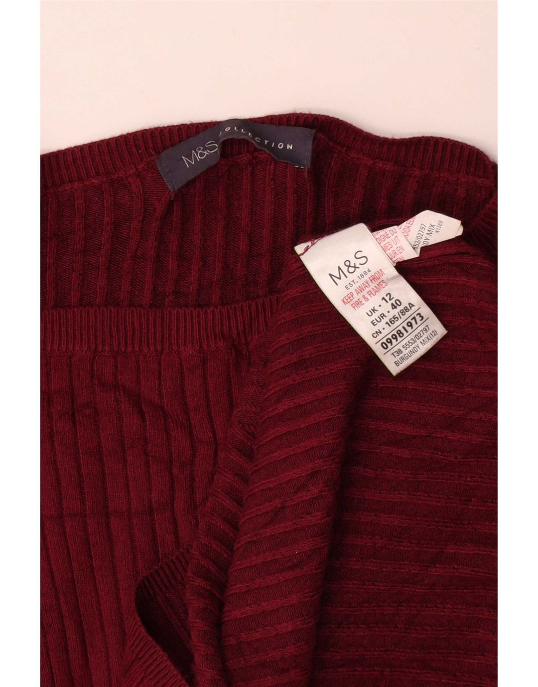 Marks & Spencer Womens Boat Neck Jumper Sweater UK 12 Medium Burgundy