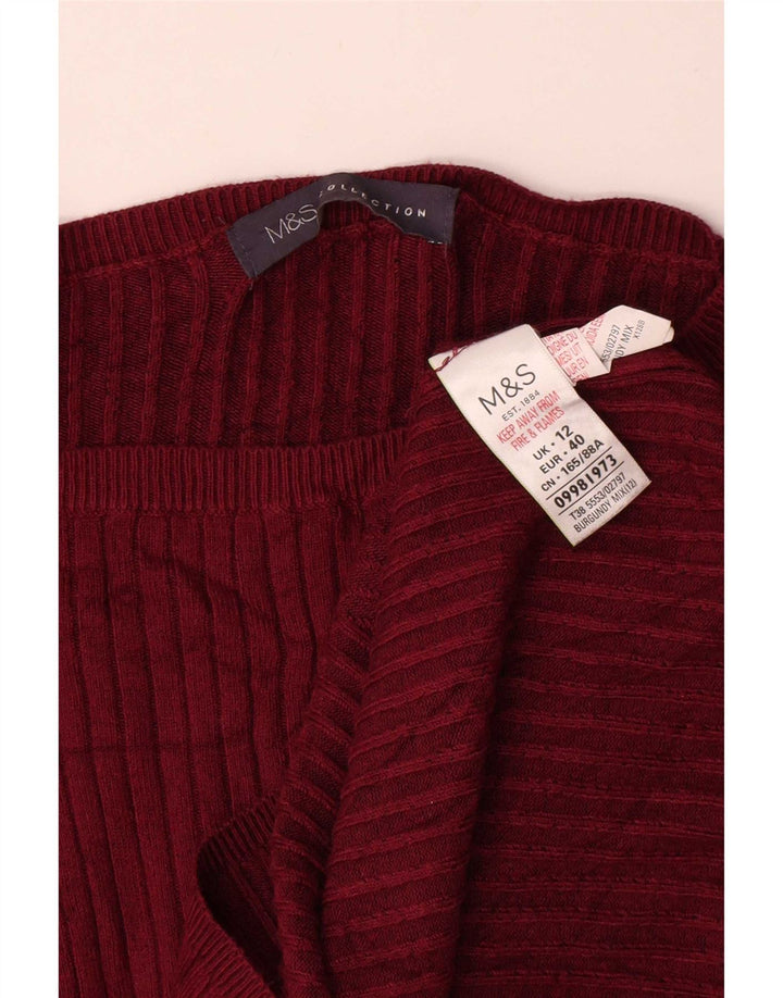 Marks & Spencer Womens Boat Neck Jumper Sweater UK 12 Medium Burgundy
