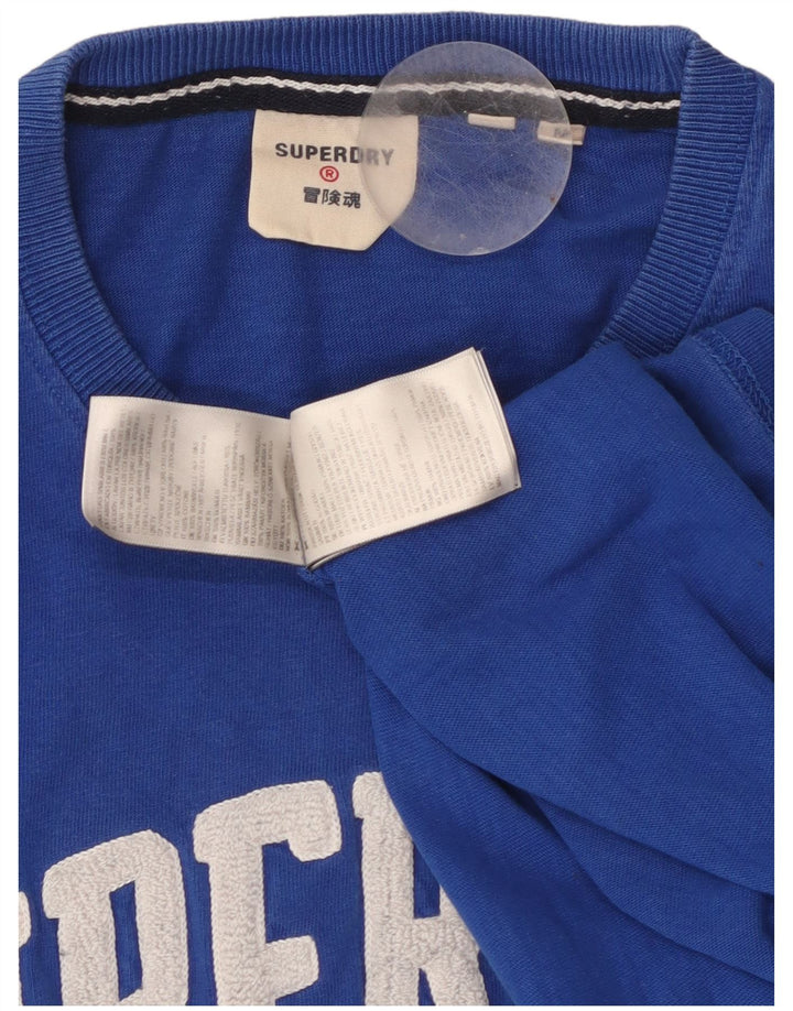 SUPERDRY Mens Graphic T-Shirt Top Medium Blue Cotton