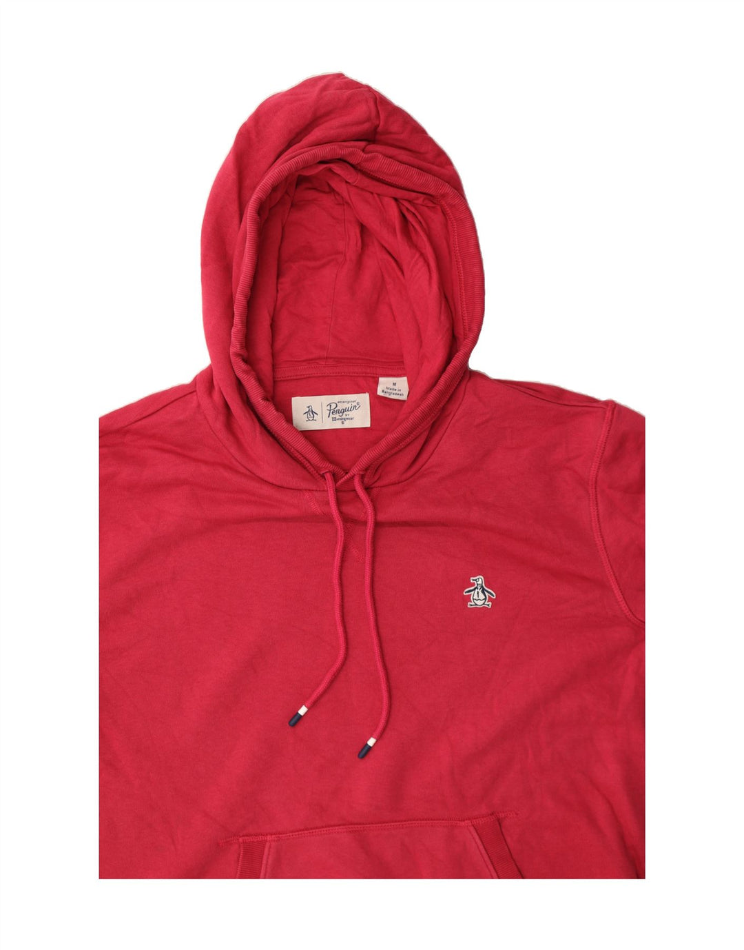 PENGUIN Womens Hoodie Jumper UK 14 Medium Pink Cotton Vintage Penguin and Second-Hand Penguin from Messina Hembry 