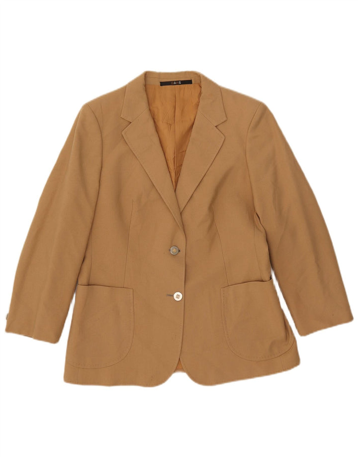 DAKS Womens 2 Button Blazer Jacket UK 12 Medium Brown Wool