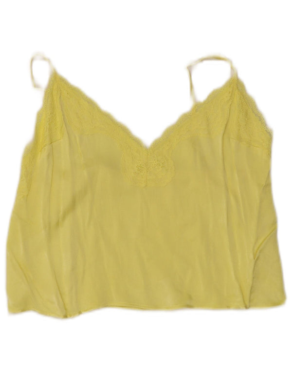 Vintage Womens Cami Top UK 10 Small Yellow