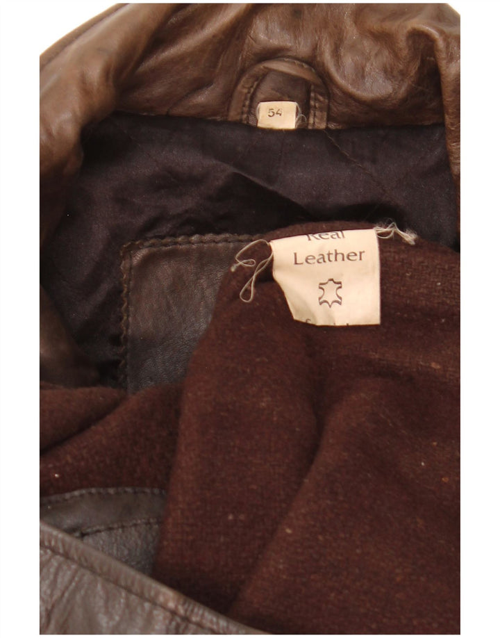 Vintage Mens Leather Jacket IT 54 2XL Brown Leather