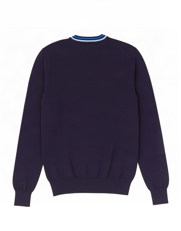 Fred Perry Mens V-Neck Jumper Sweater Medium Navy Blue Cotton